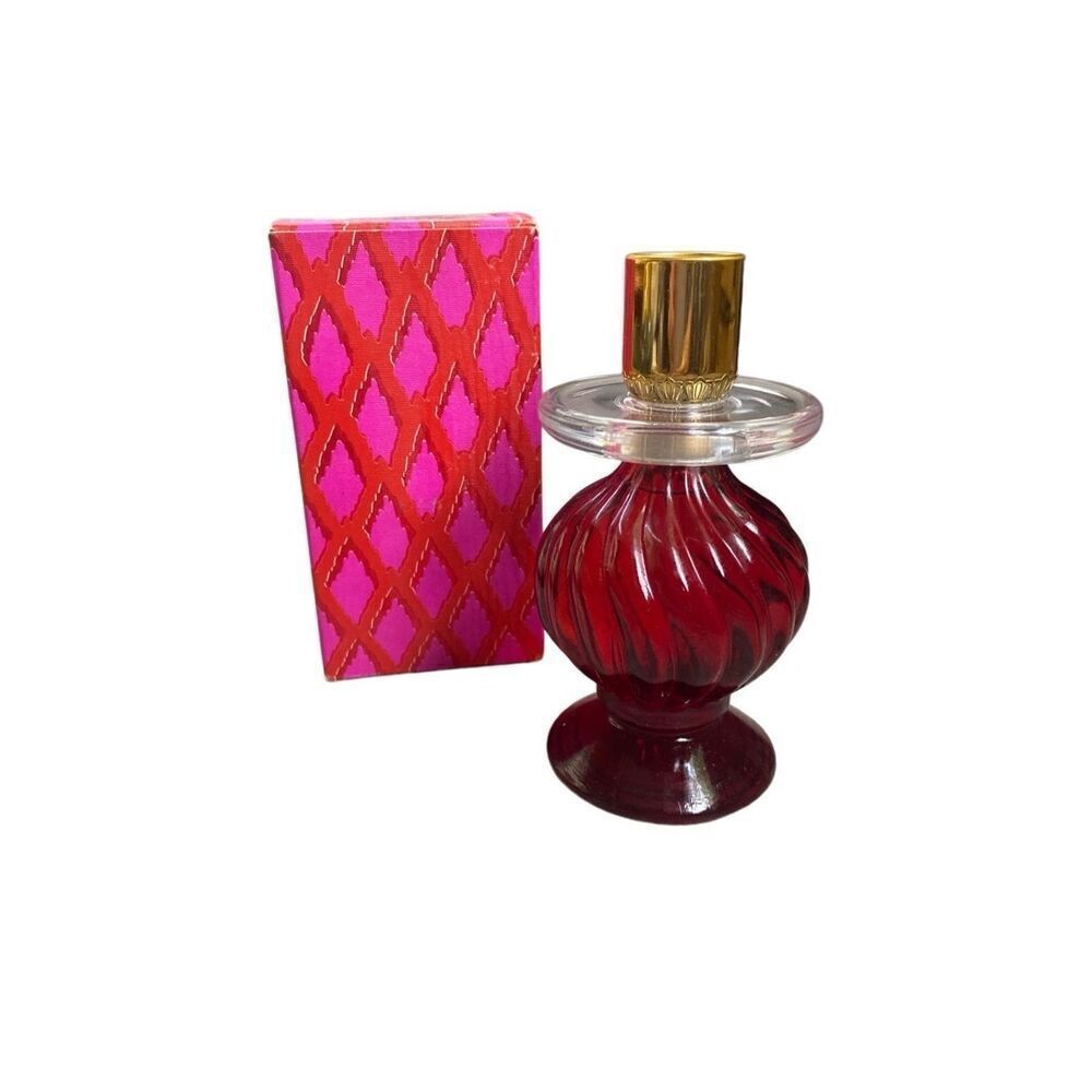 Vintage Avon Ruby Red Glass taper candle Candlestick Whimsigoth gothic perfume